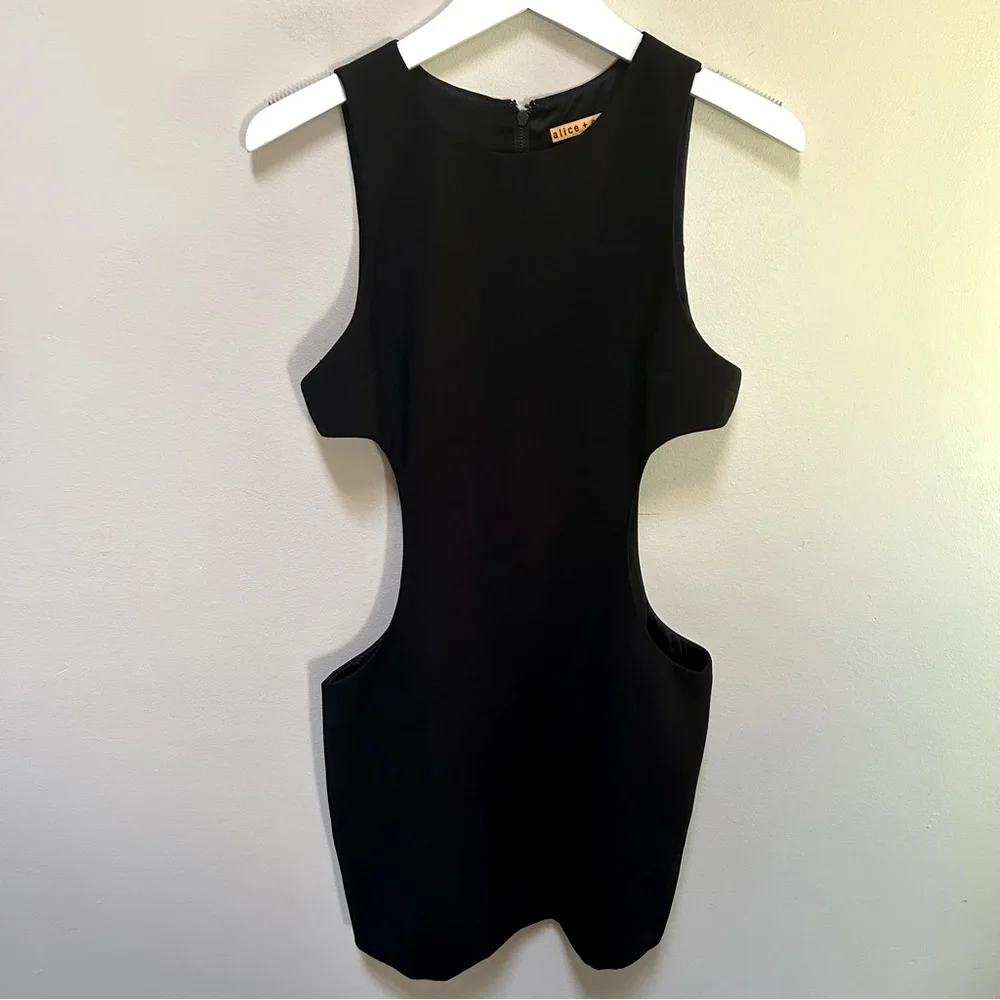 Alice + Olivia ~ Black Cut Out Sleeveless Silk-Lined Short Dress in Small